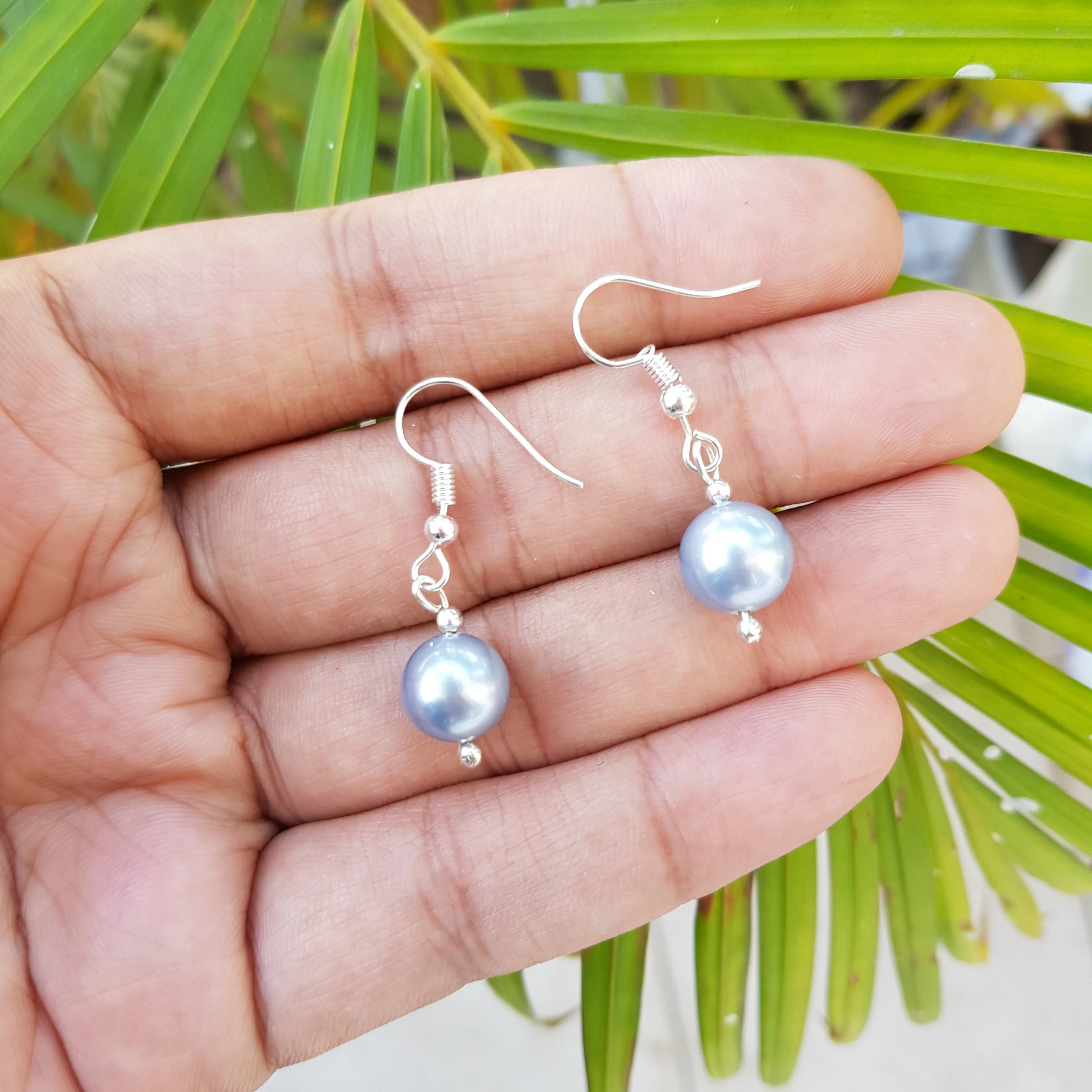 Imeora 10mm Light Blue Shell Pearl Earrings