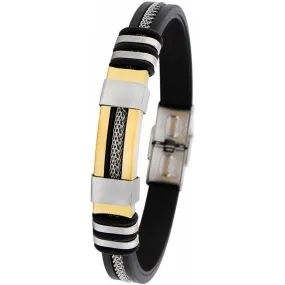 Invicta Men's Bracelet - Elements Black, Silver Tone and Yellow Gold | 35401