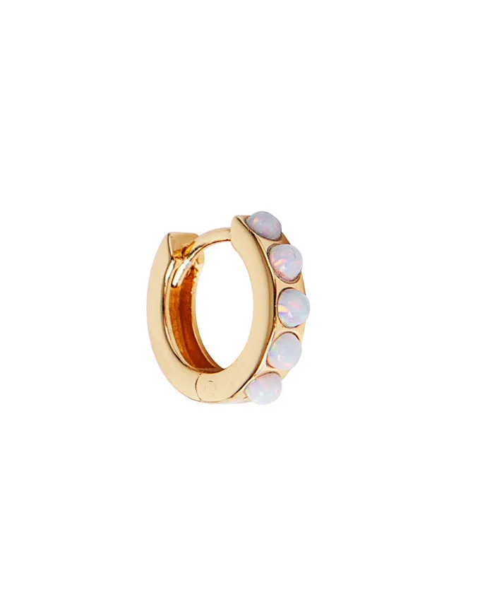 Ivory Opal Crystal Huggies Gold