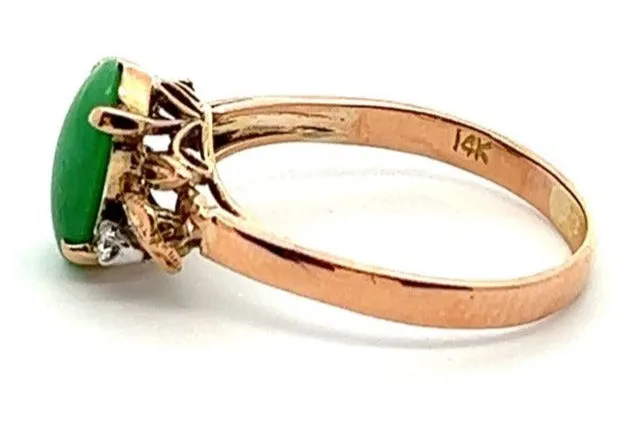 Jade & Diamond 14ct Yellow Gold Ring