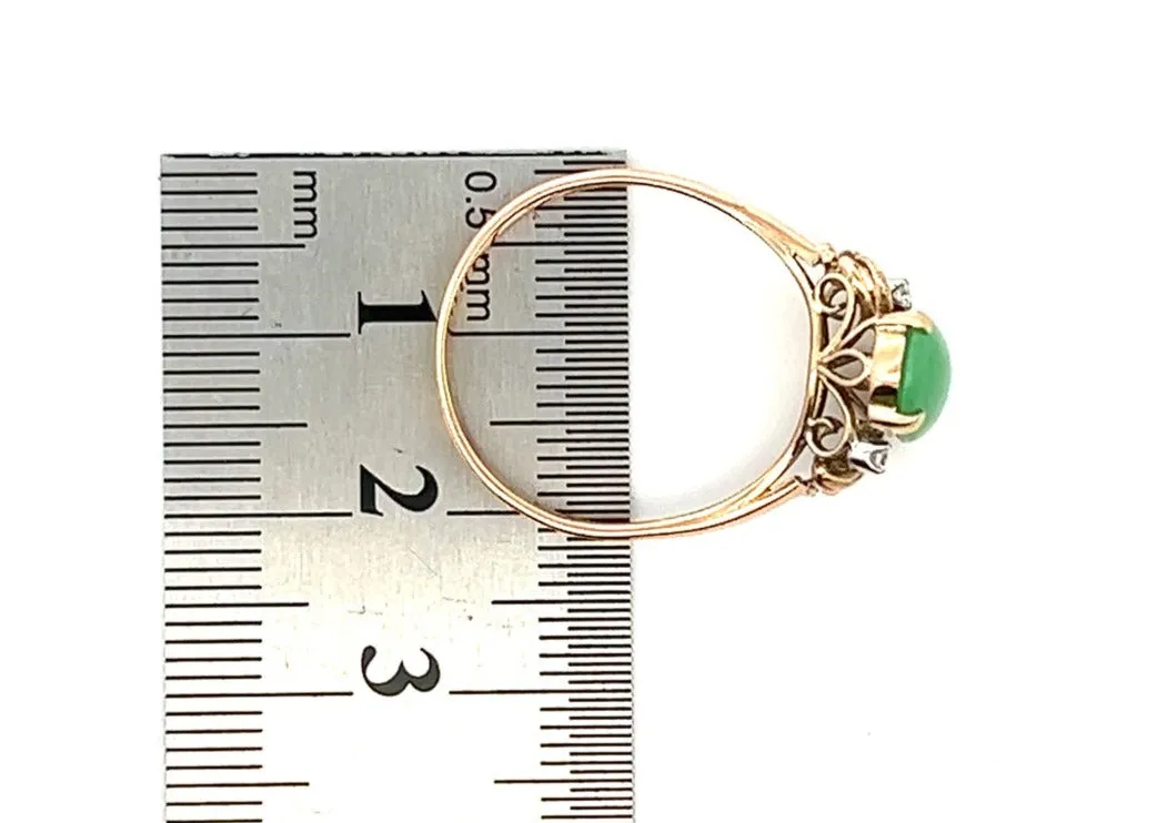 Jade & Diamond 14ct Yellow Gold Ring
