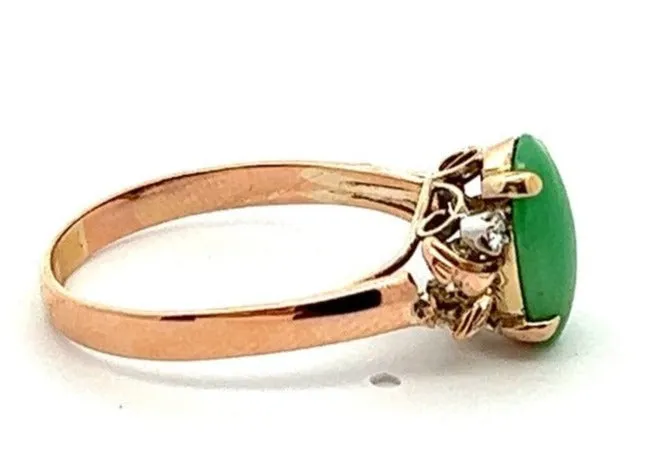 Jade & Diamond 14ct Yellow Gold Ring