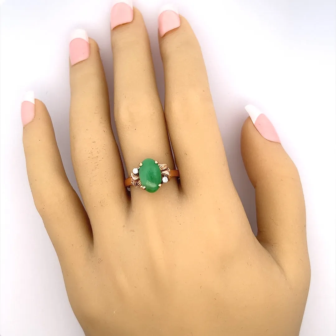 Jade & Diamond 14ct Yellow Gold Ring