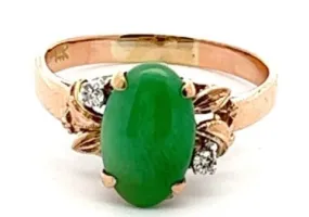 Jade & Diamond 14ct Yellow Gold Ring