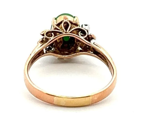 Jade & Diamond 14ct Yellow Gold Ring