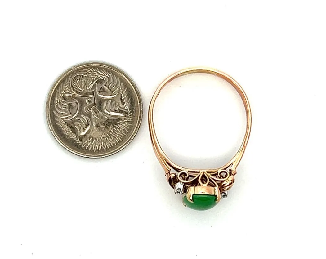 Jade & Diamond 14ct Yellow Gold Ring