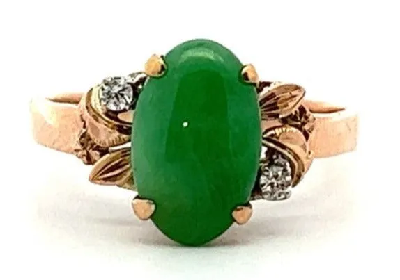 Jade & Diamond 14ct Yellow Gold Ring
