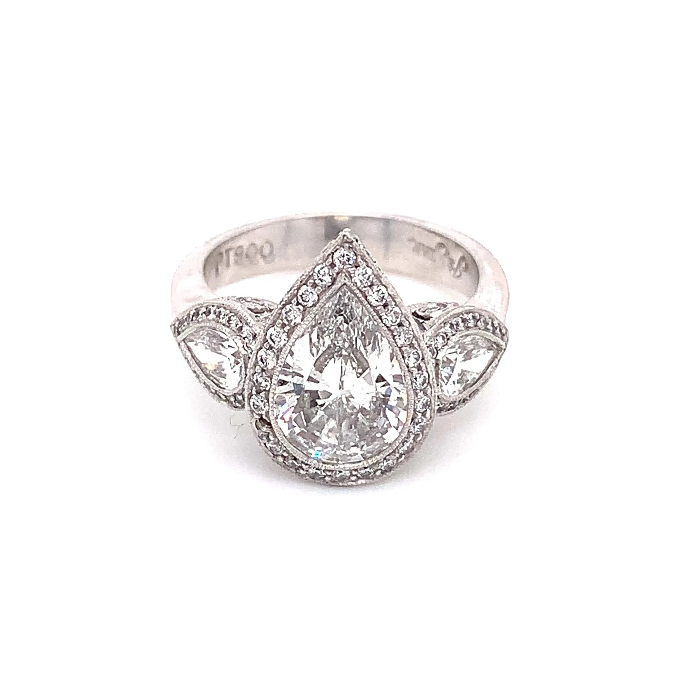 JB Star Pear Shape Micro-Pave Halo Engagement Ring