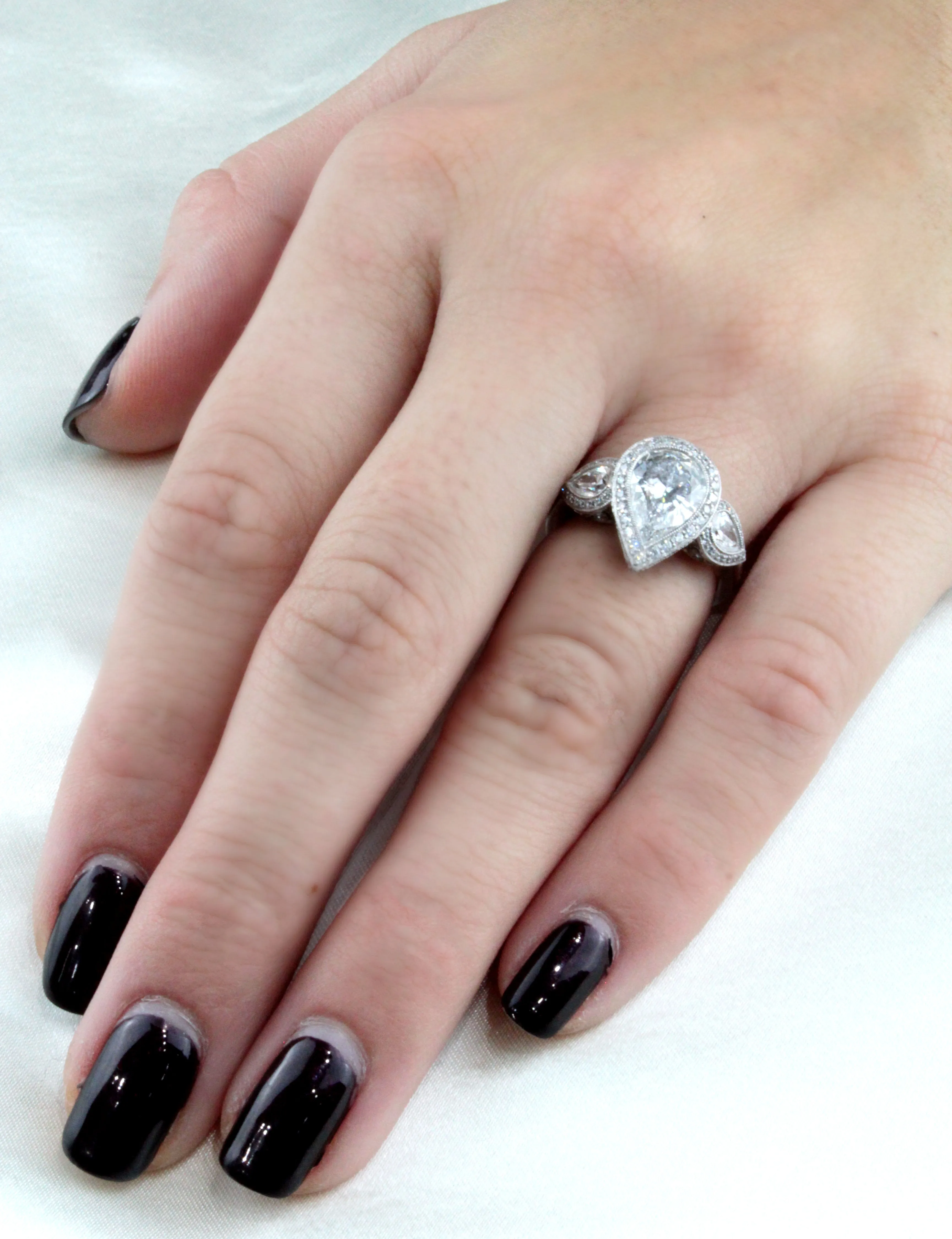 JB Star Pear Shape Micro-Pave Halo Engagement Ring