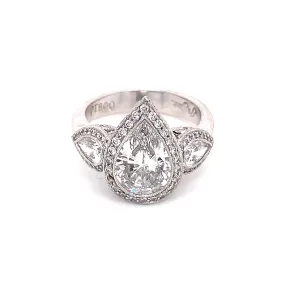 JB Star Pear Shape Micro-Pave Halo Engagement Ring