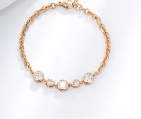 Jewelry Simple Round Zirconia Single Diamond O-shaped Bracelet Girls High-end Fashion Niche Hand Jewelry