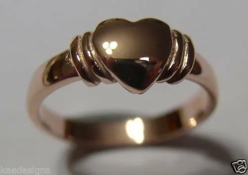 Kaedesigns, 375 New Genuine 9ct Yellow, Rose or White Gold Heart Signet Ring Item 280