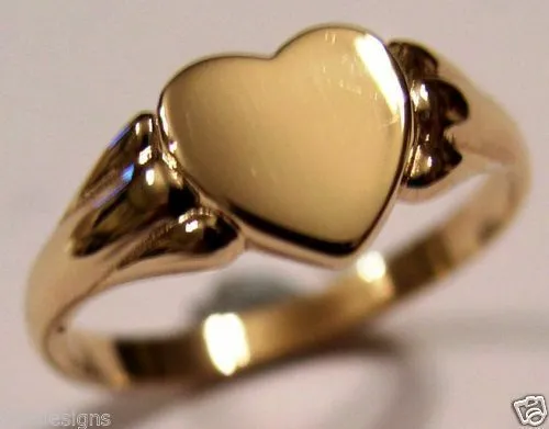 Kaedesigns, New Genuine New Solid 9ct Yellow, Rose or White Gold Heart Signet Ring Size S