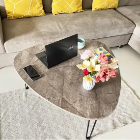 Kawachi Engineered Wood  Trianguler Centre Table Tea, Coffee Table for Living Room with Metal Hairpin Leg Caspio Dark KW101