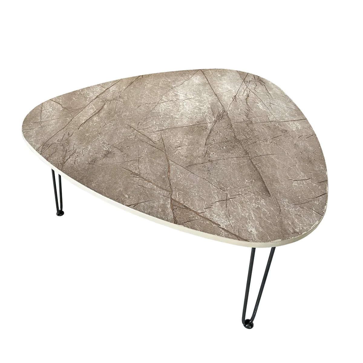 Kawachi Engineered Wood  Trianguler Centre Table Tea, Coffee Table for Living Room with Metal Hairpin Leg Caspio Dark KW101