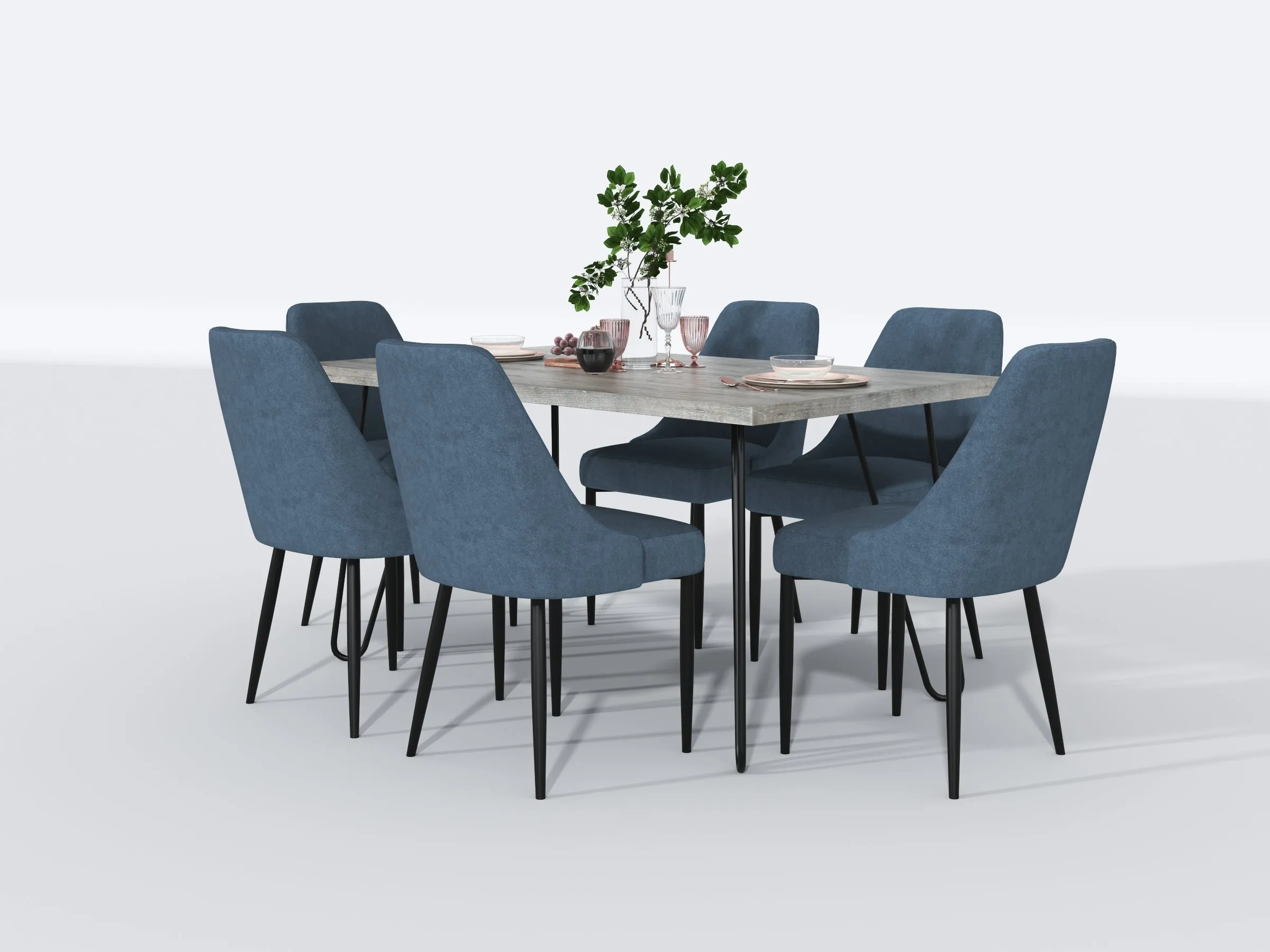 Keene Gray Velvet Side Chair, Set of 2