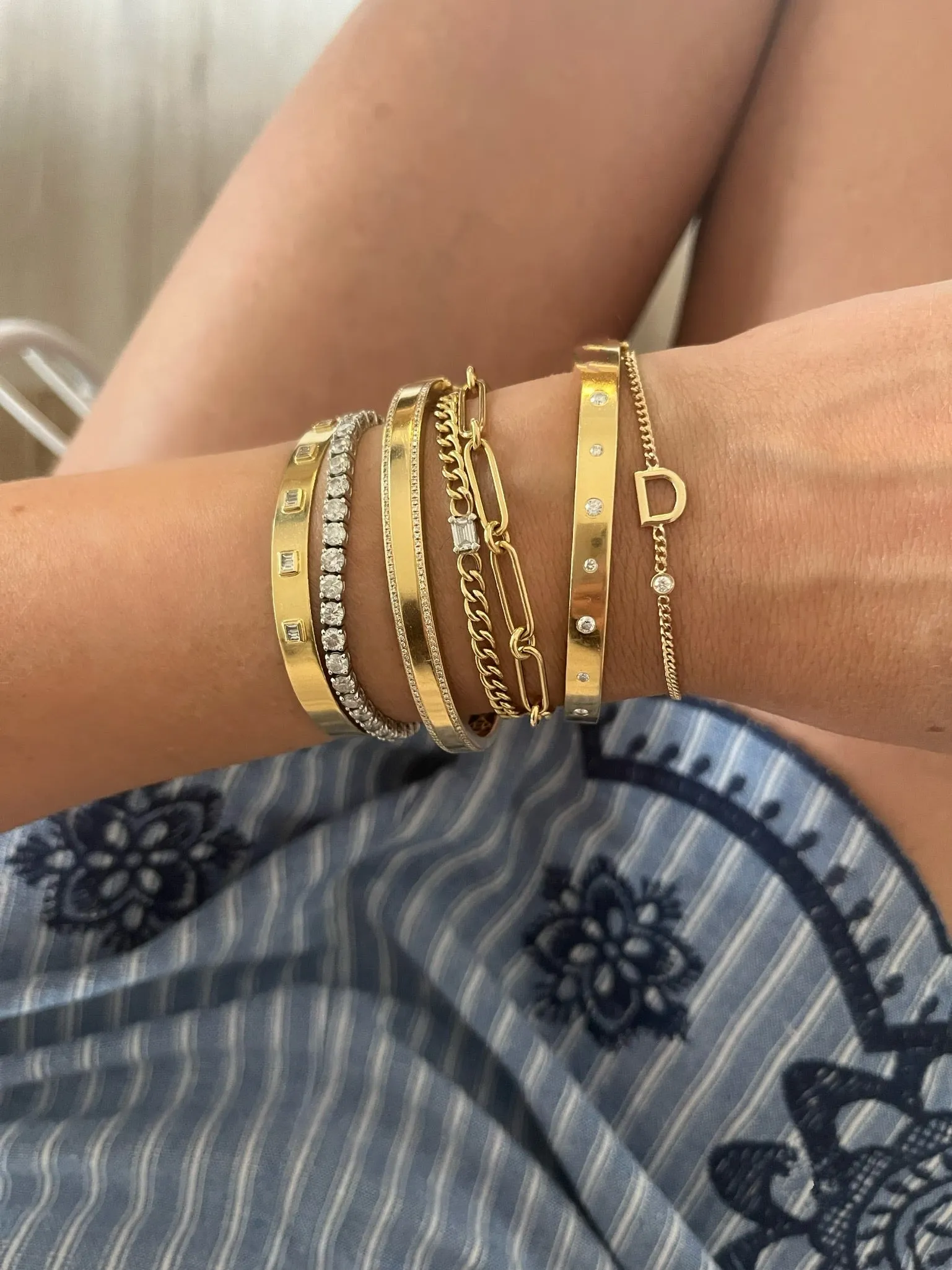 Large Initial with Diamond on Cuban Chain Bracelet