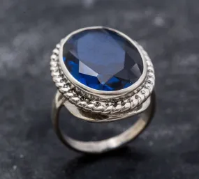 Large Sapphire Ring - Royal Blue Ring - Vintage Cocktail Ring