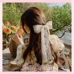 Large three-layer lace bow ribbon hairpin