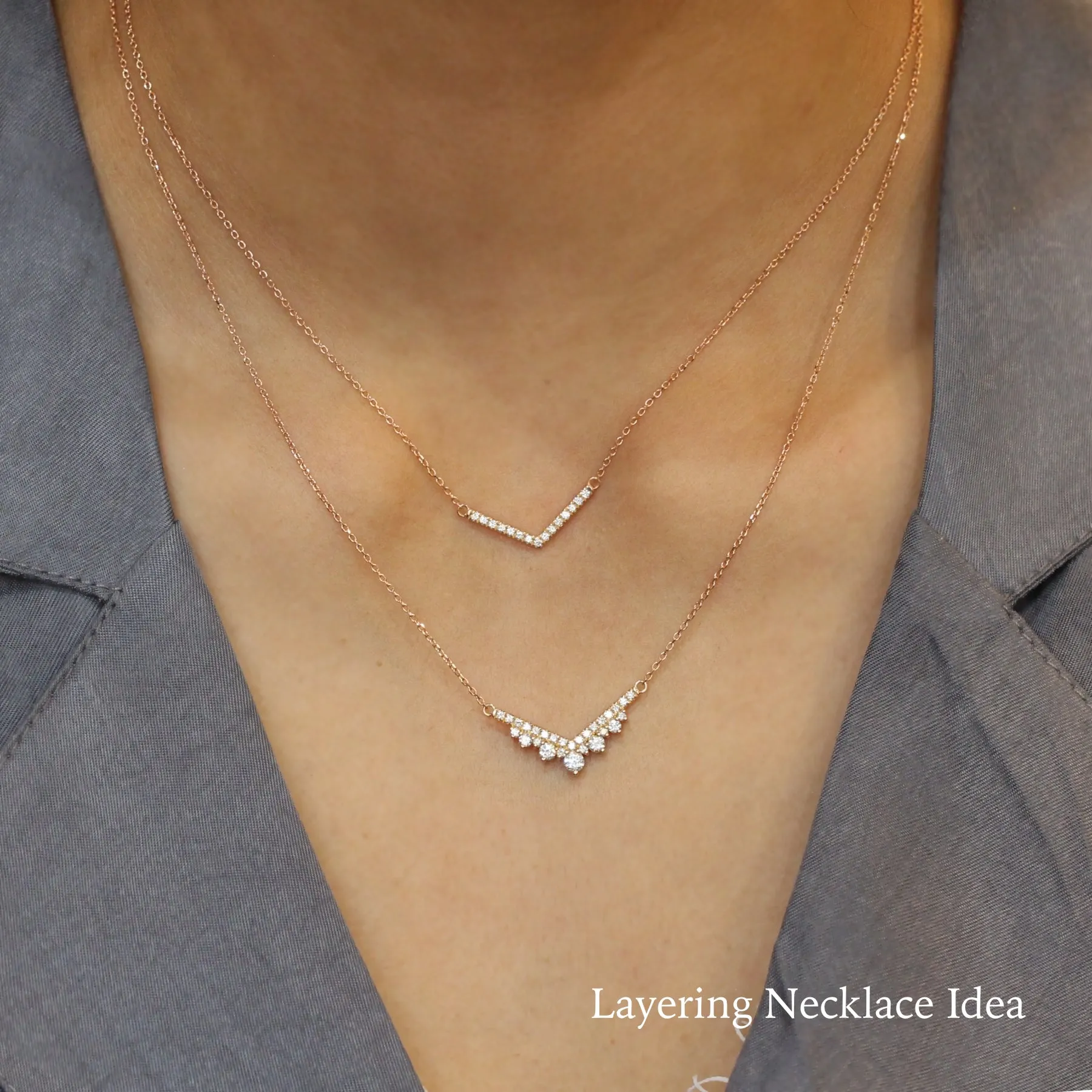 Large Tiara Diamond Pendant in 14k Gold Curved Cluster Necklace