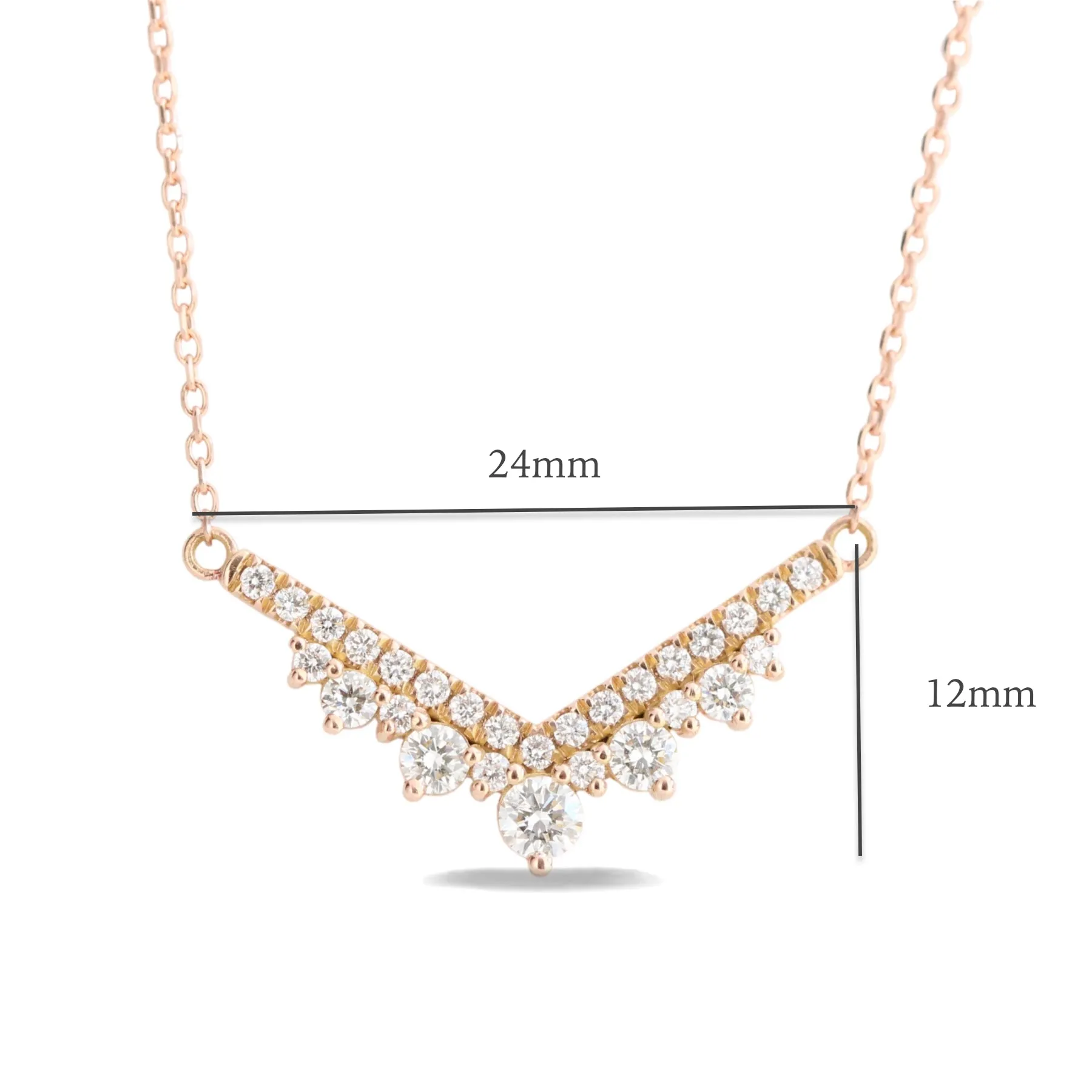 Large Tiara Diamond Pendant in 14k Gold Curved Cluster Necklace