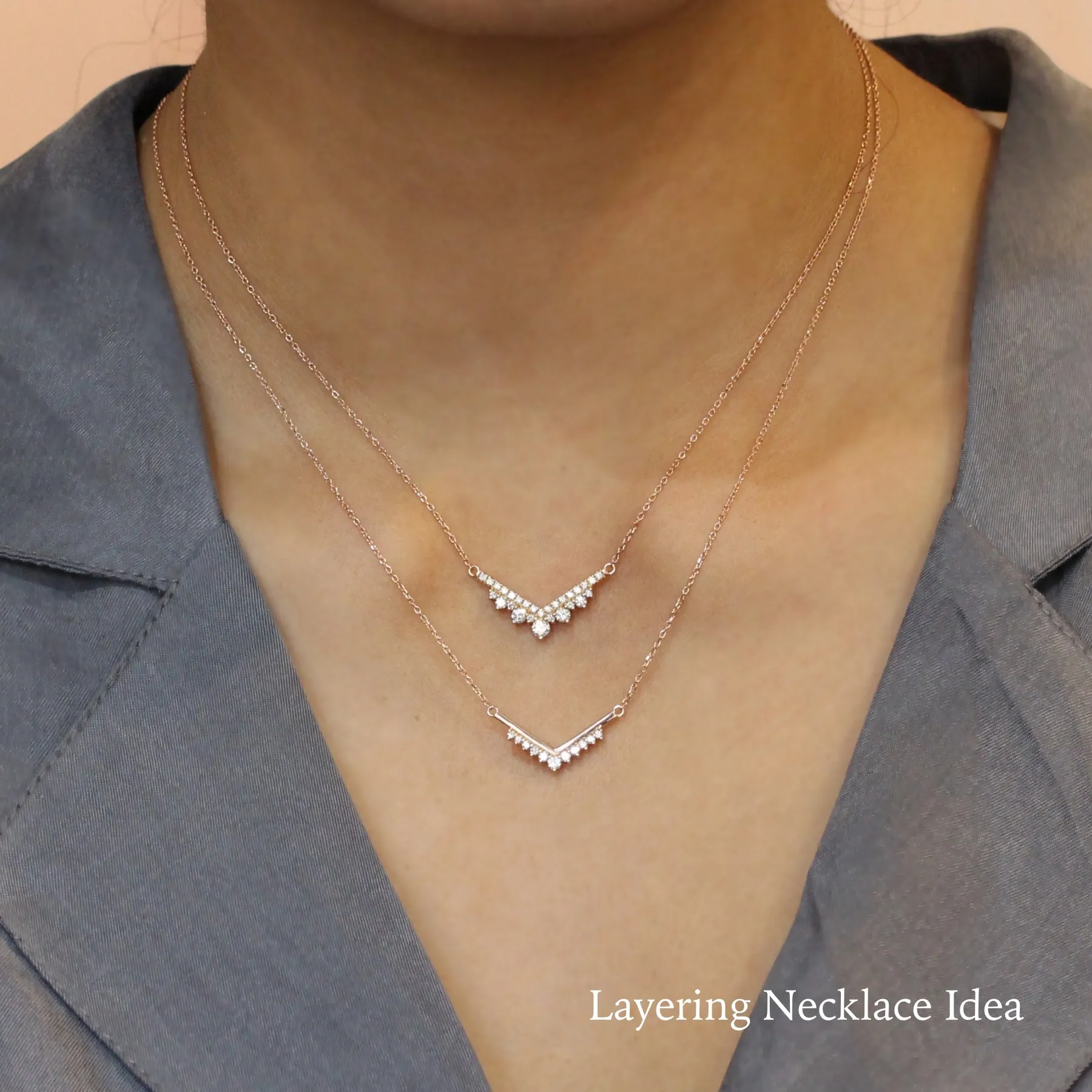 Large Tiara Diamond Pendant in 14k Gold Curved Cluster Necklace