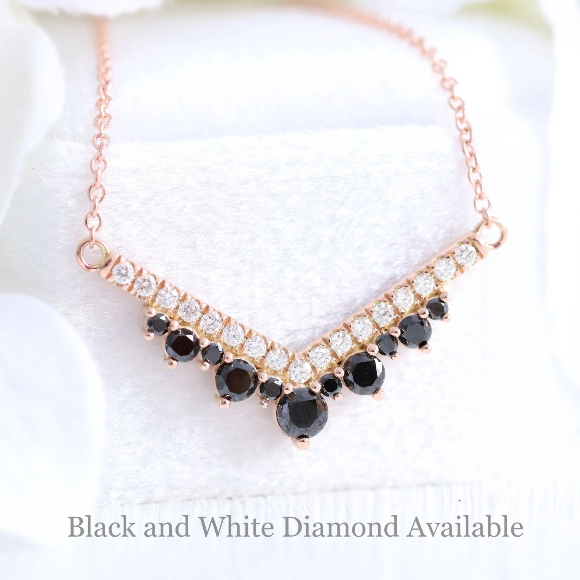 Large Tiara Diamond Pendant in 14k Gold Curved Cluster Necklace
