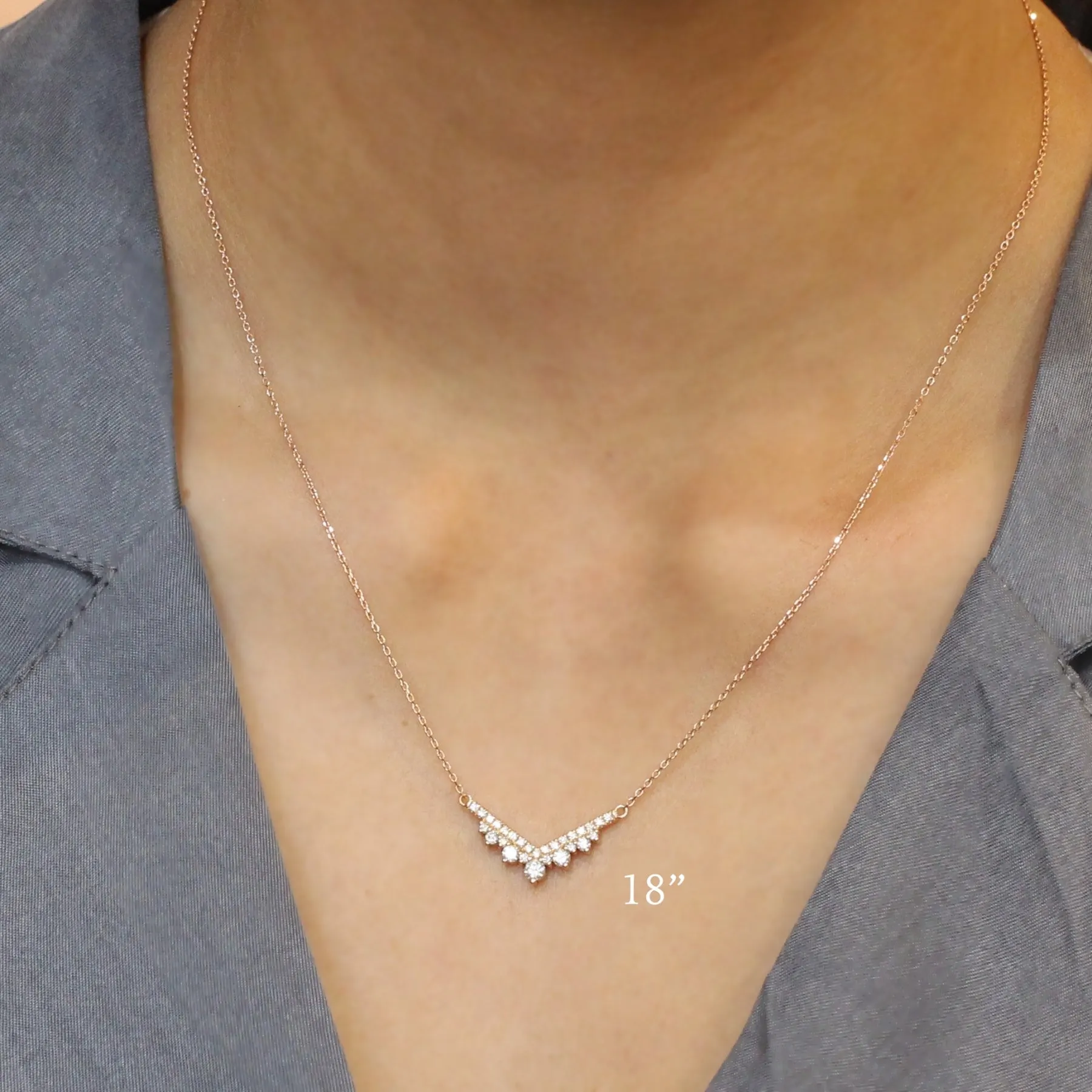 Large Tiara Diamond Pendant in 14k Gold Curved Cluster Necklace