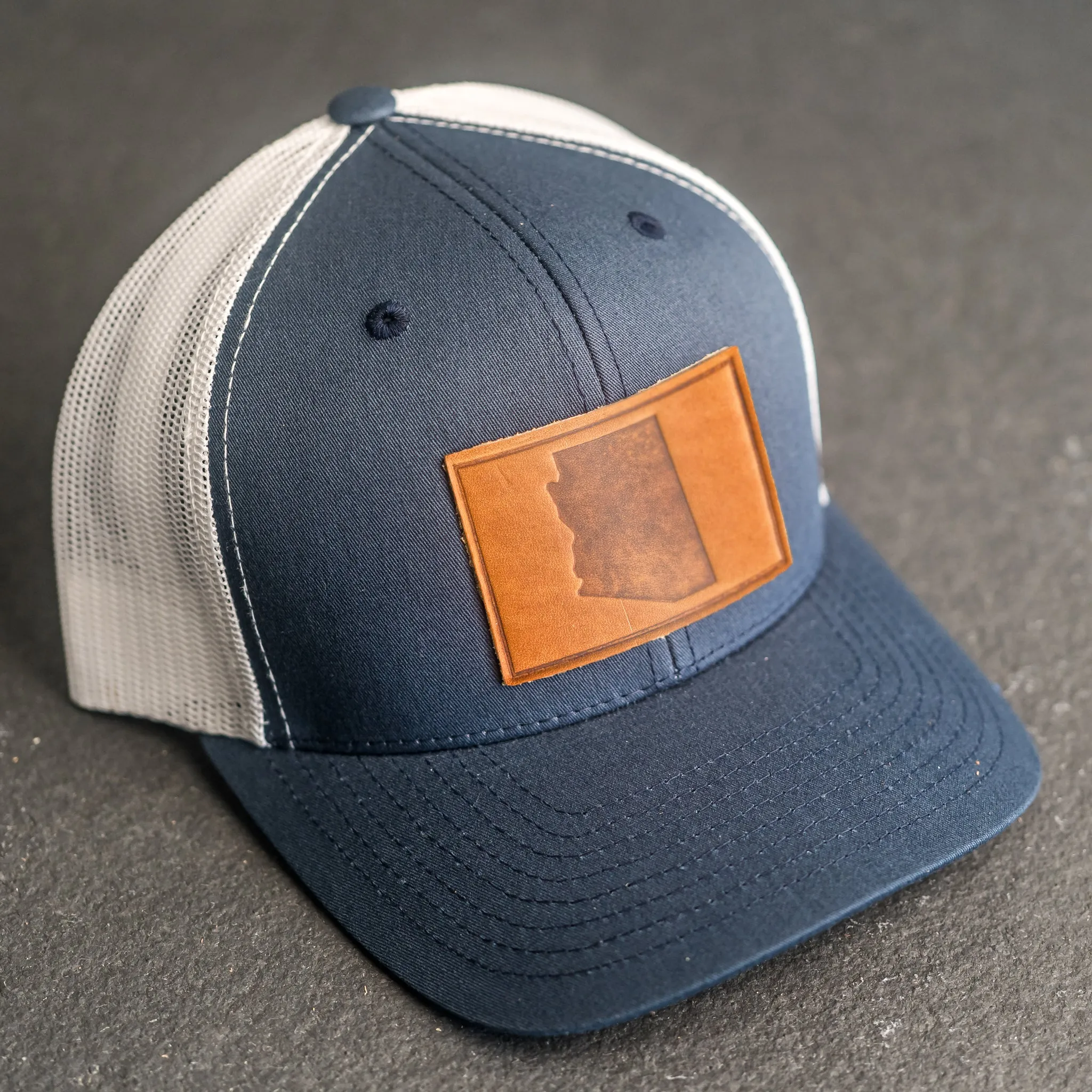 Leather Patch Trucker Style Hat - Arizona Stamp