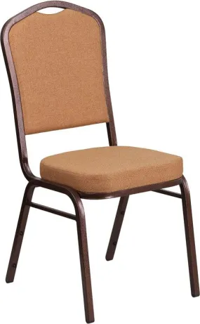 Light Brown Fabric Stacking Banquet Chair, Copper Frame
