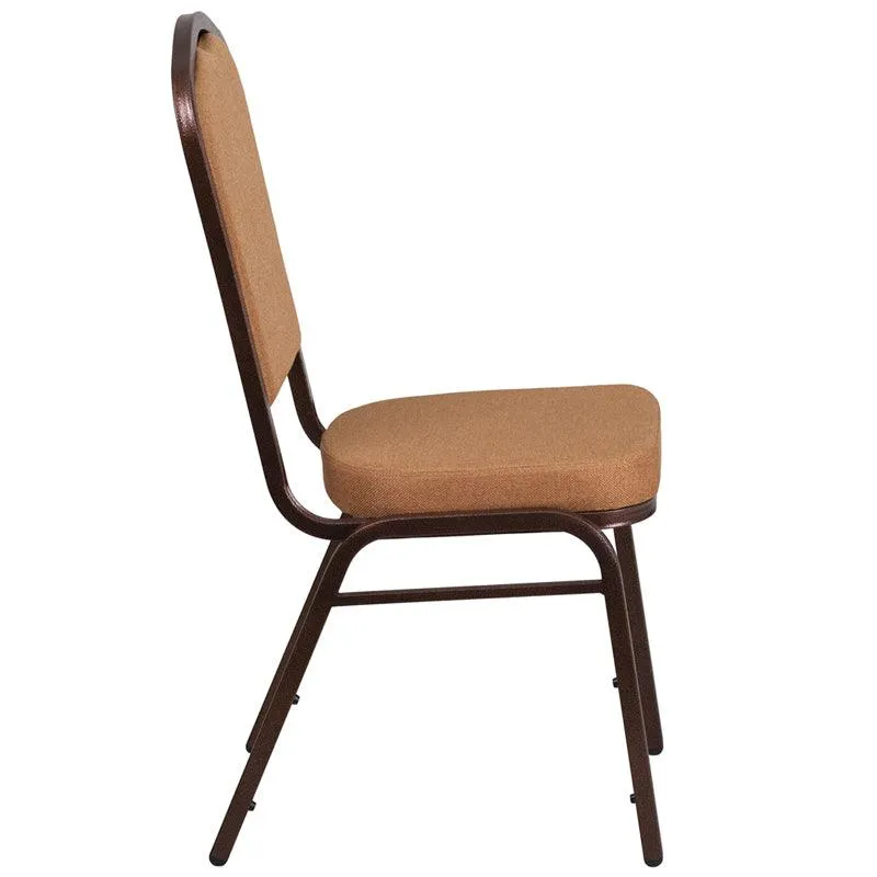 Light Brown Fabric Stacking Banquet Chair, Copper Frame