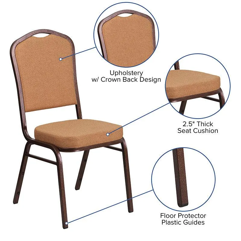 Light Brown Fabric Stacking Banquet Chair, Copper Frame