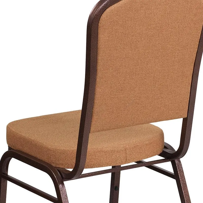 Light Brown Fabric Stacking Banquet Chair, Copper Frame