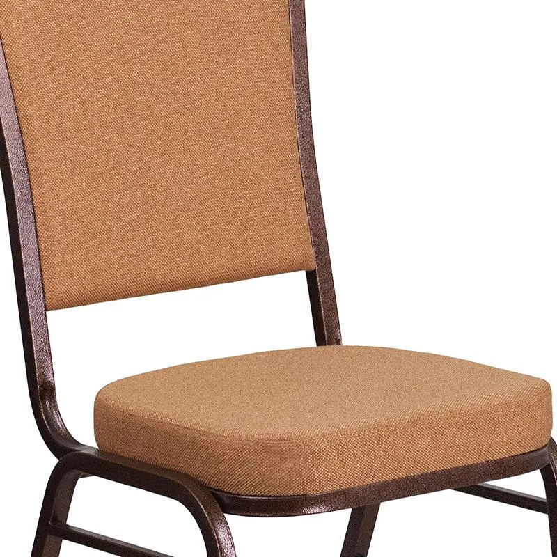 Light Brown Fabric Stacking Banquet Chair, Copper Frame