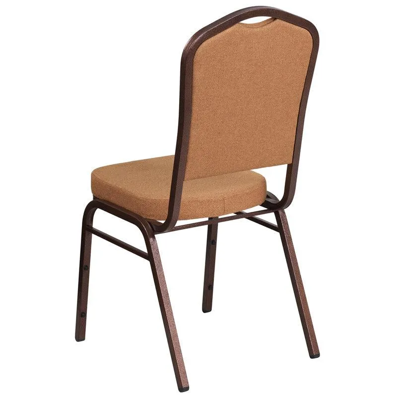 Light Brown Fabric Stacking Banquet Chair, Copper Frame