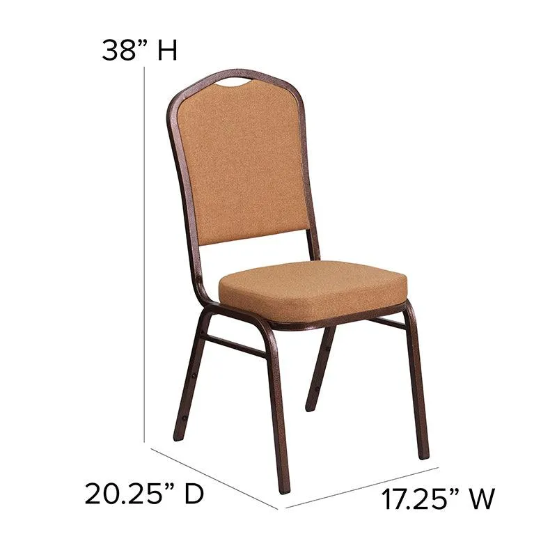 Light Brown Fabric Stacking Banquet Chair, Copper Frame