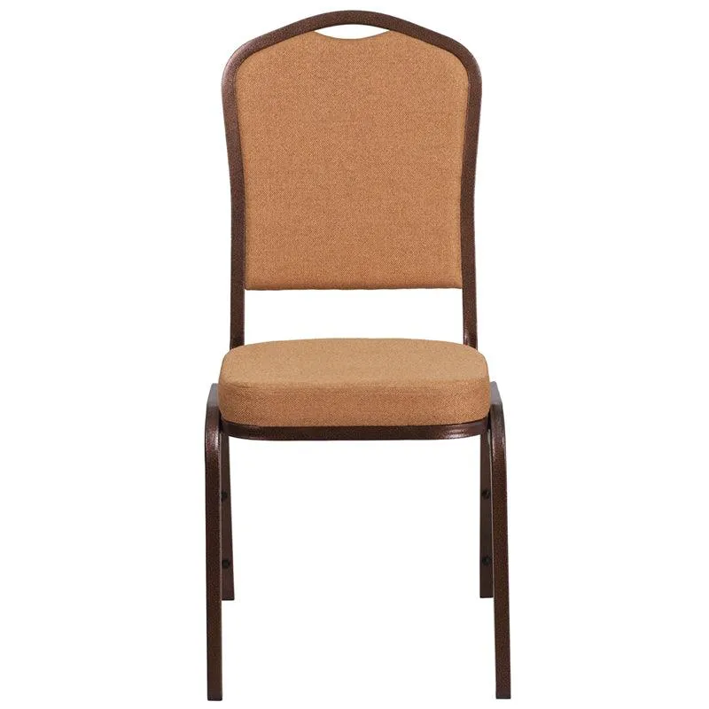 Light Brown Fabric Stacking Banquet Chair, Copper Frame