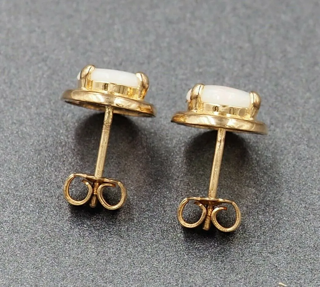 Light Opal 14ct Yellow Gold Stud Earrings