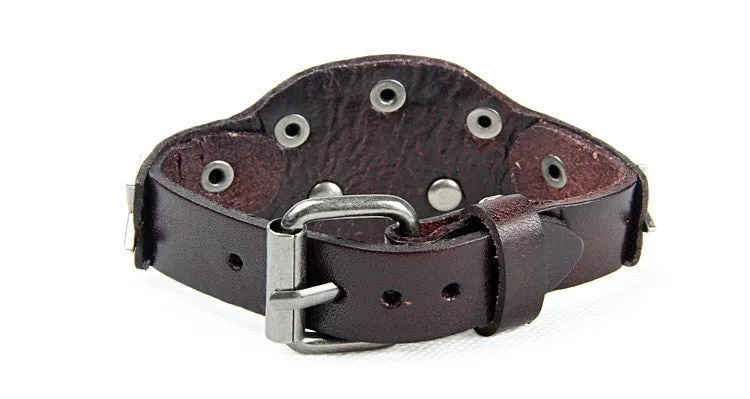 Luxury design ! Genuine leather wrap evil bracelet for women men multicolor wide skull charm men's bracelets