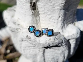 Marcasite & Blue Opal Earrings