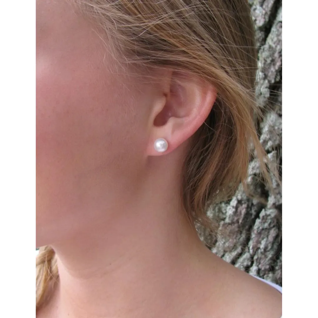 Medium White Pearl Earrings