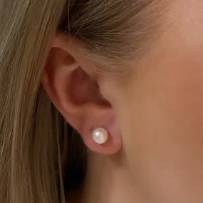 Medium White Pearl Earrings