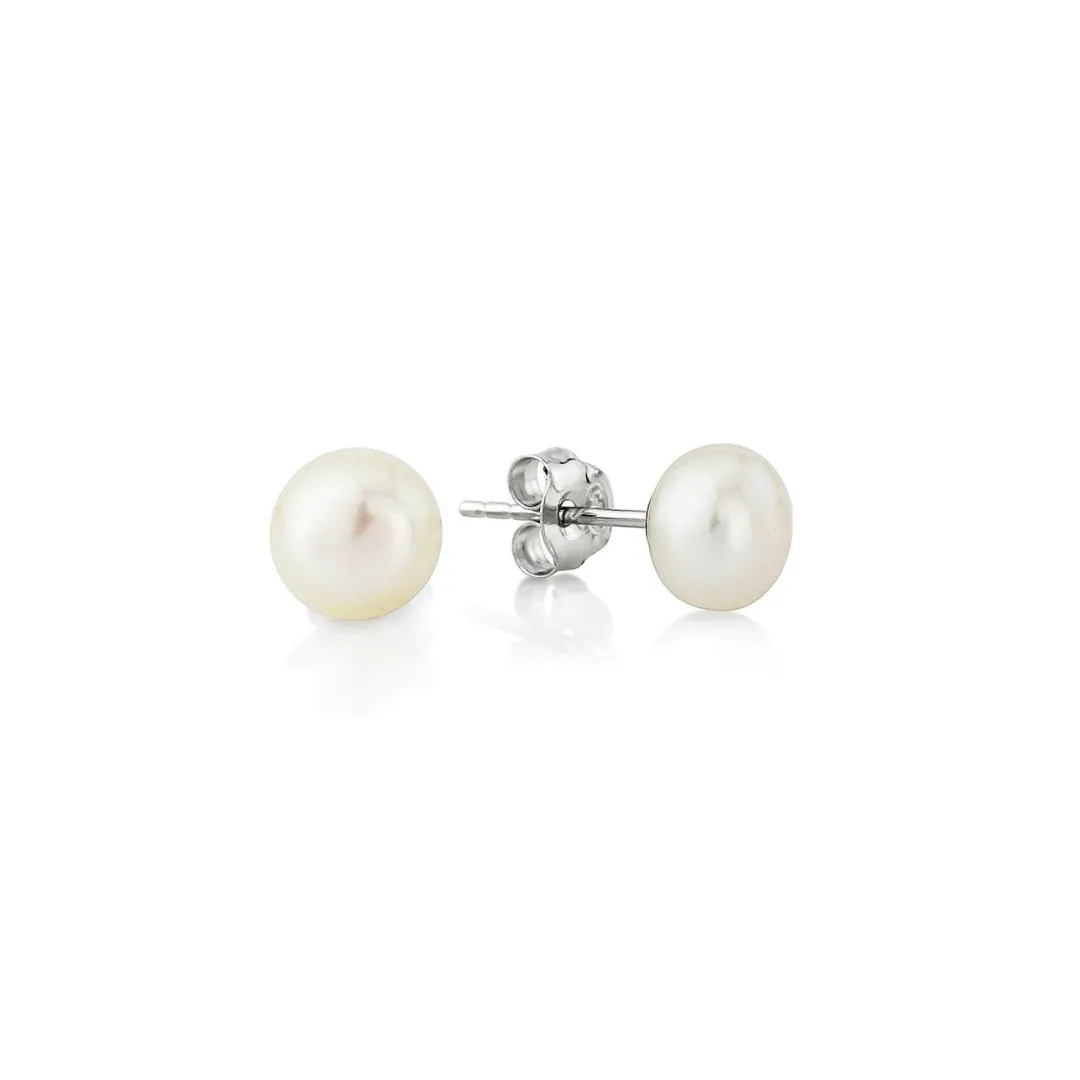 Medium White Pearl Earrings