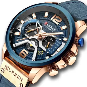 Men's Leather Strap Chronograph Luxury Wrist Watch