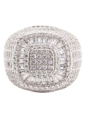 Mens Silver CZ Pinky Ring | Appx 12.6 Grams
