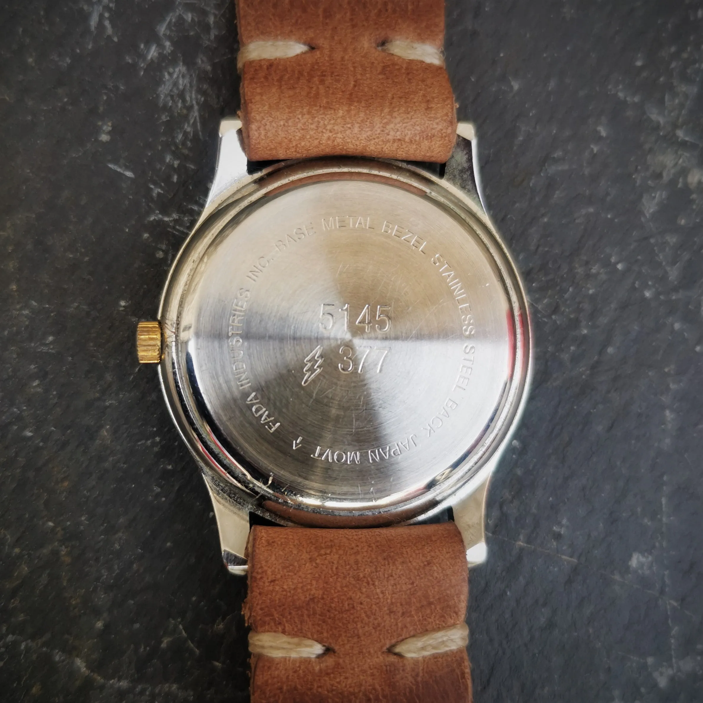 Men's Vintage Times Square Quartz Watch - With Genuine Leather Strap
