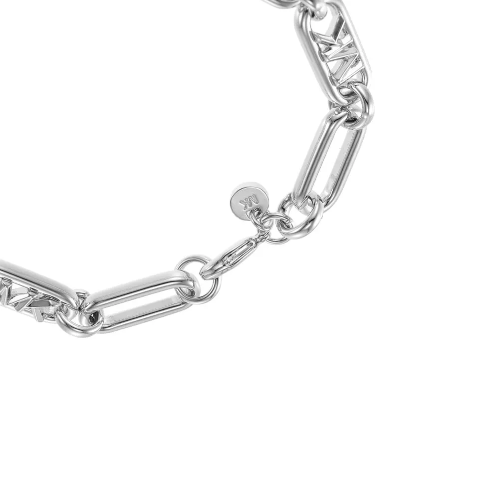 Michael Kors Platinum Plated Brass Premium Empire Link Chain Bracelet