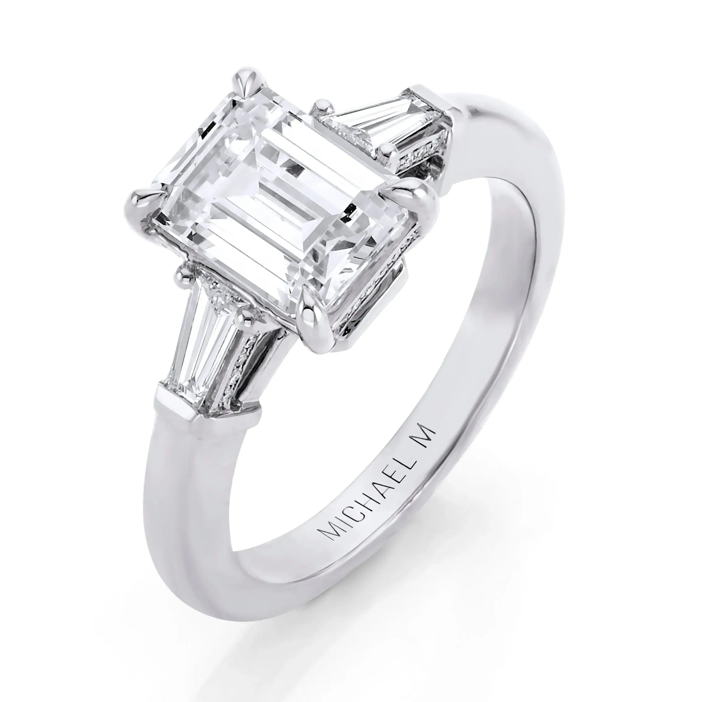 Michael M Trinity 18K White Gold Diamond Engagement Ring R807-2