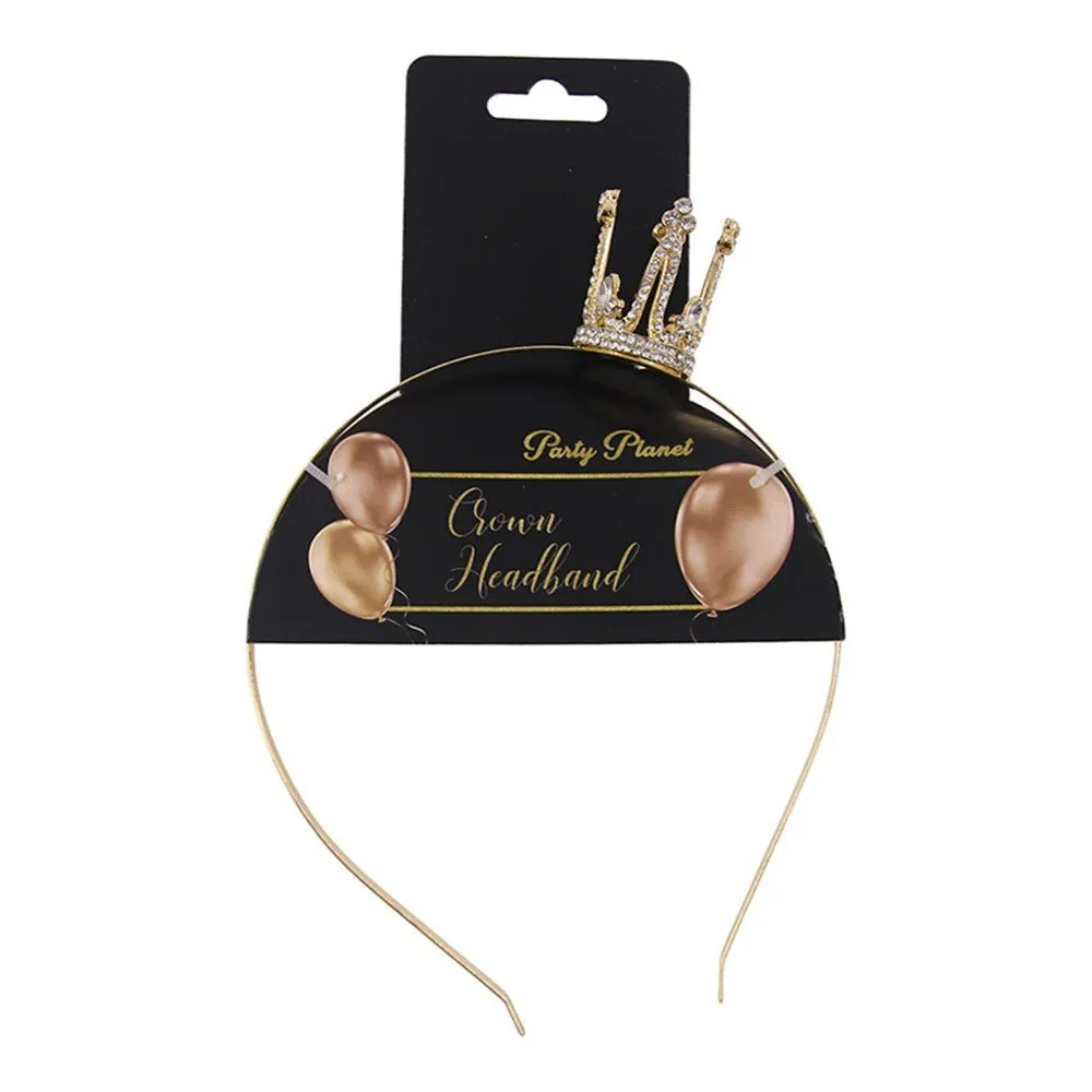Mini Gold Metal Crown Headband with Diamantes