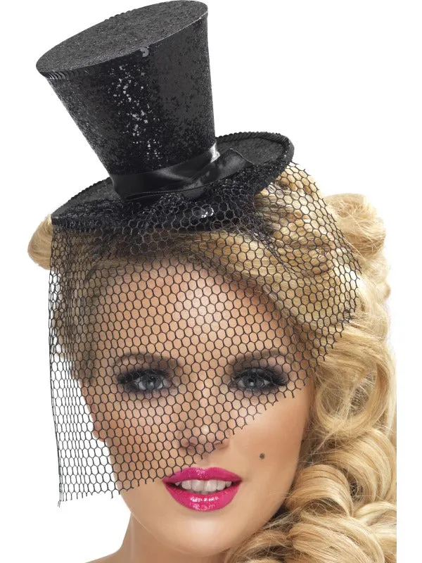 Mini Top Hat On A Headband Black